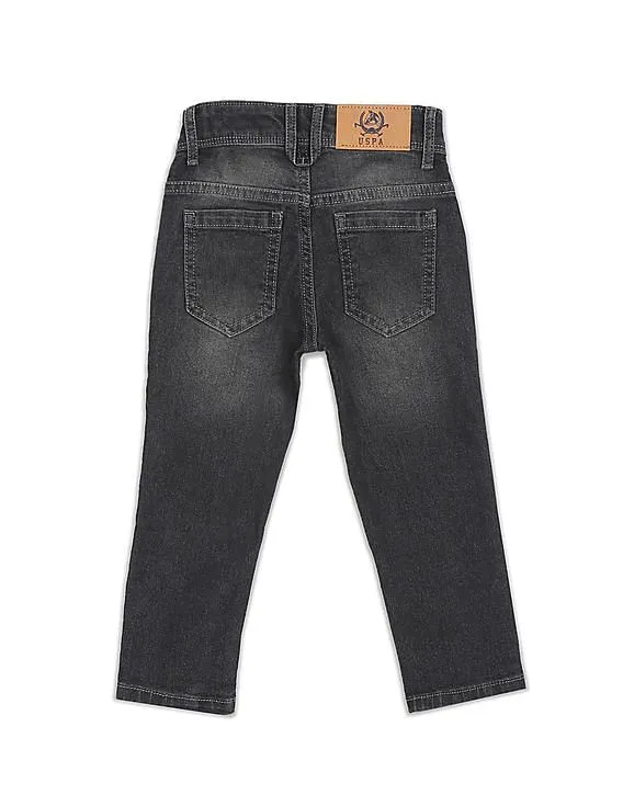 U.S. Polo Assn. Kids Boys Dark Grey Slim Fit Stone Wash Jeans