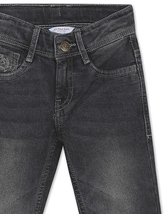 U.S. Polo Assn. Kids Boys Dark Grey Slim Fit Stone Wash Jeans