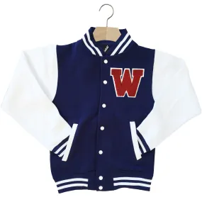 VARSITY BASEBALL JACKET UNISEX PERSONALISED WITH GENUINE US COLLEGE LETTER W