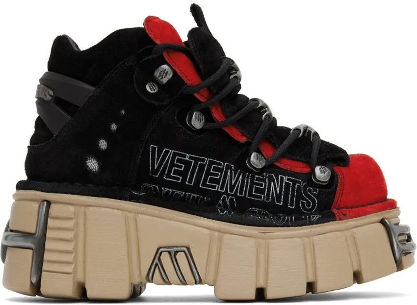 VETEMENTS Black & Red New Rock Edition Platform Sneakers