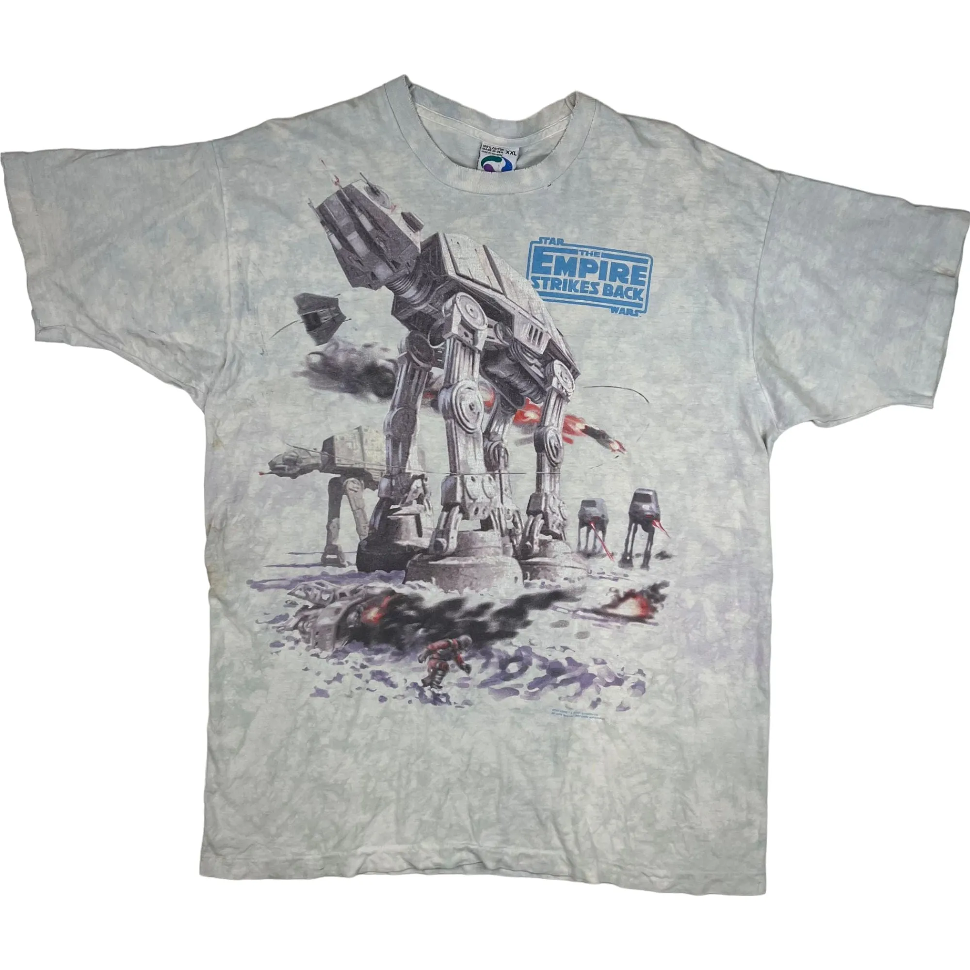 Vintage 1997 Star Wars Liquid Blue Empire Strikes Back Single Stitch Distressed T-shirt Rare