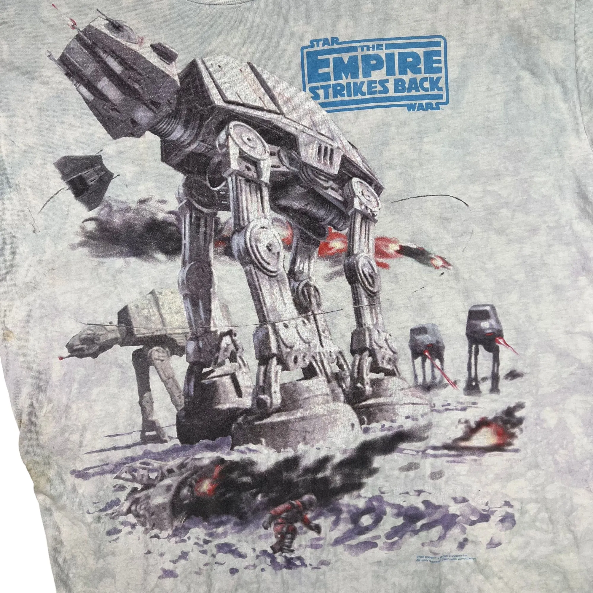 Vintage 1997 Star Wars Liquid Blue Empire Strikes Back Single Stitch Distressed T-shirt Rare