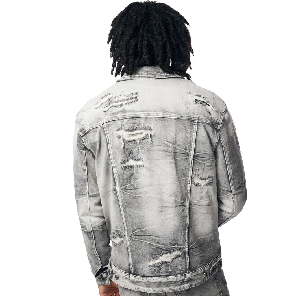 Wave Effect Jean Jacket - Union Grey