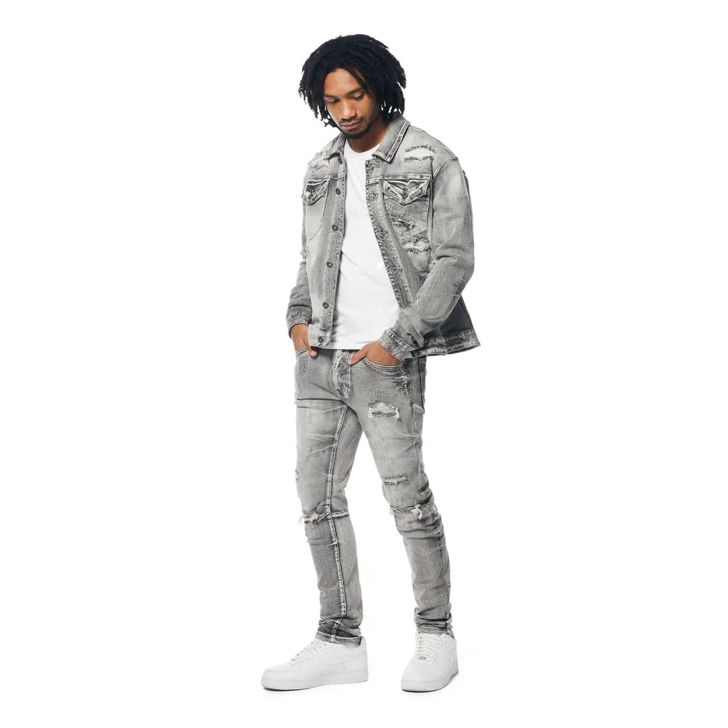 Wave Effect Jean Jacket - Union Grey