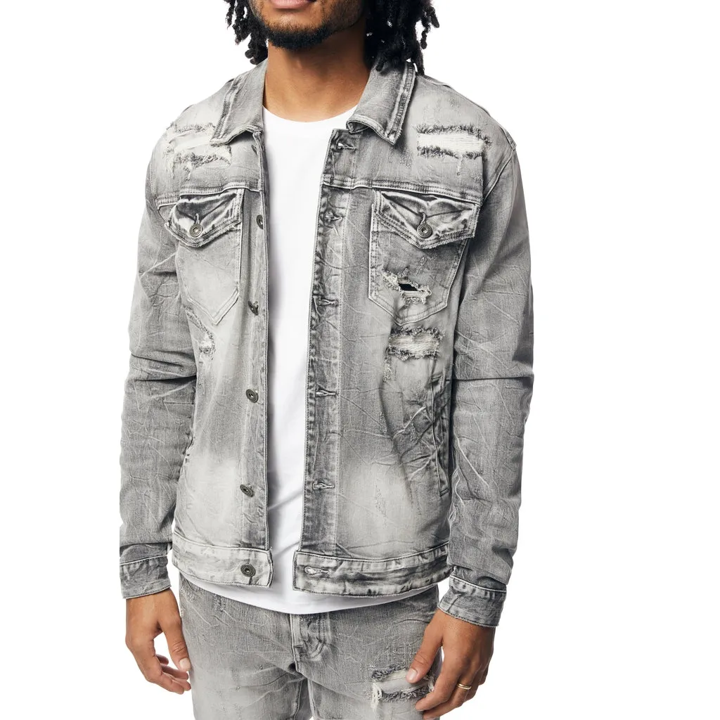 Wave Effect Jean Jacket - Union Grey