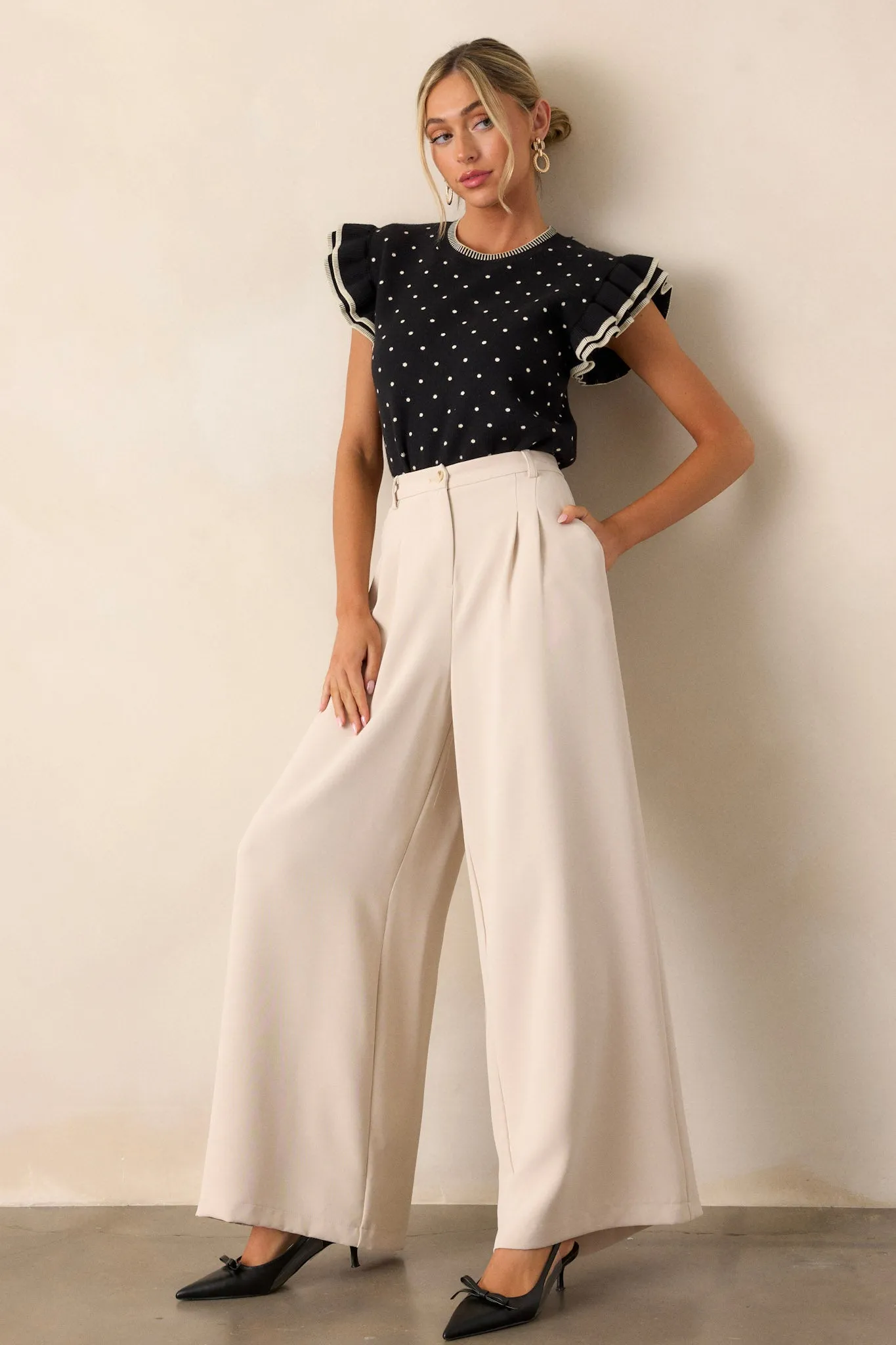 Willow Tree Light Beige Wide Leg Pants