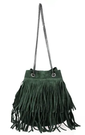 Woman's bottle green leather bag naima