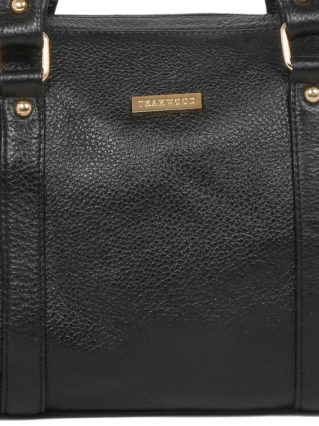 Women Black Texture Leather Structured Bag