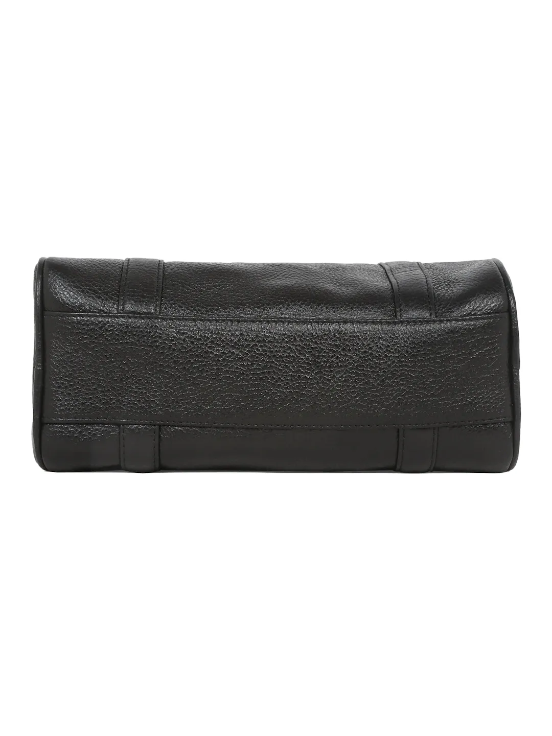 Women Black Texture Leather Structured Bag