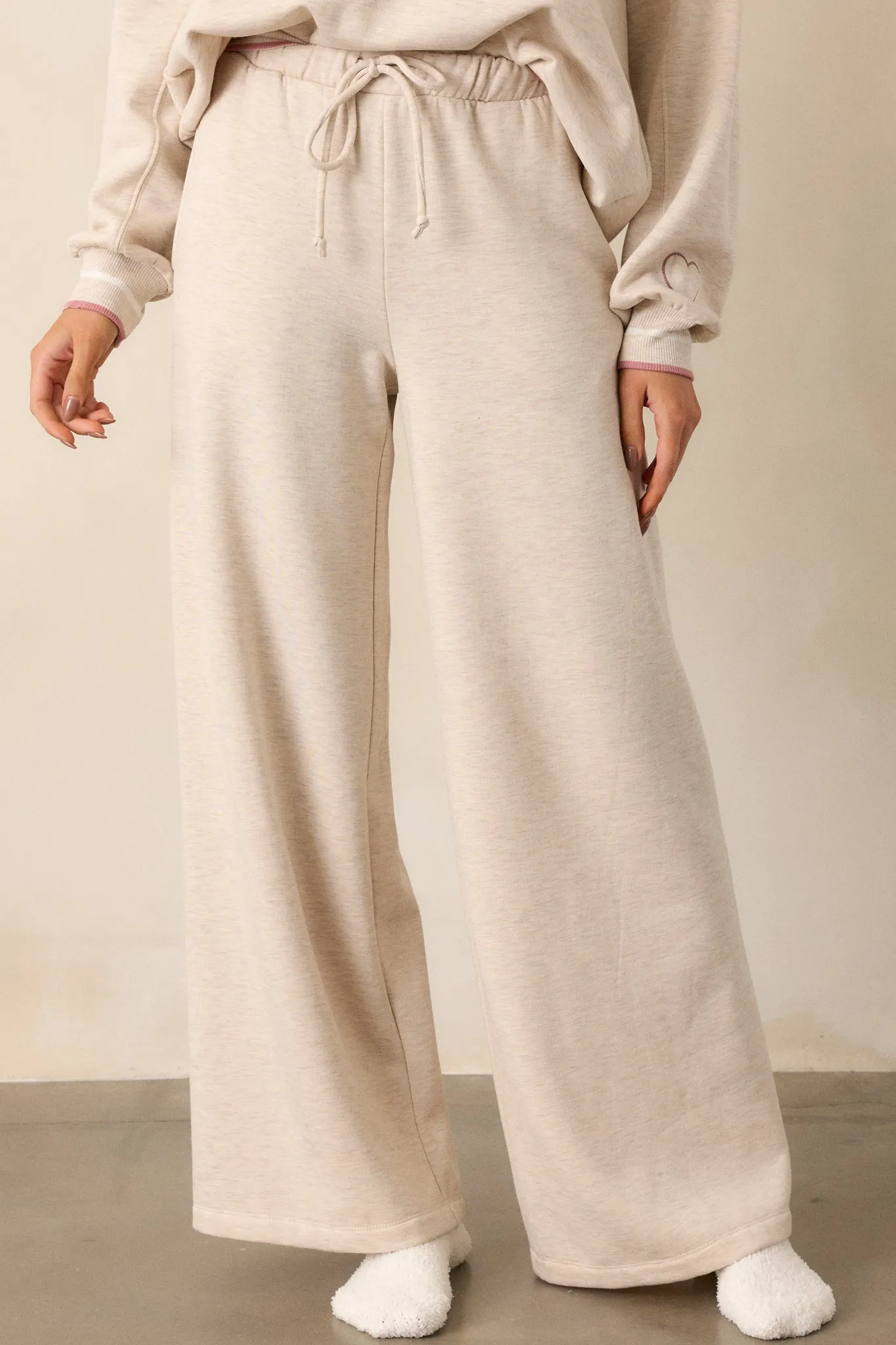 Z Supply Homebody Oatmeal Fleece Wide Leg Pants